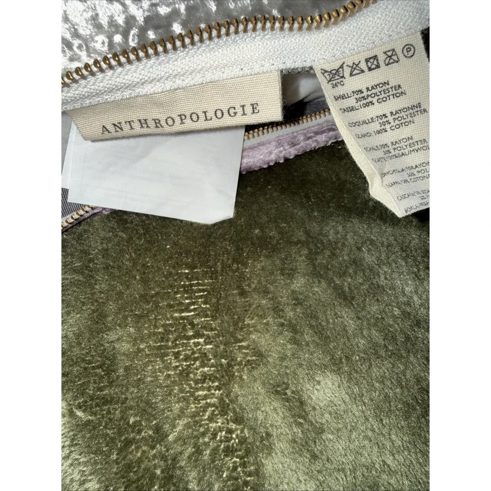 Anthropologie‎ Pillow 2 Sided Velvet Tasseled Boho Classic Quiet Luxury